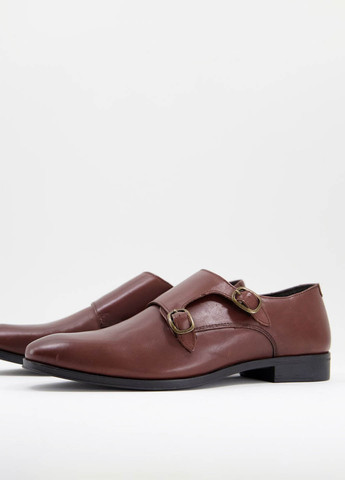Кэжуал, Классические коричневые мужские английские туфли Asos с ремешком