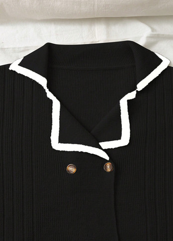 Черно-белый демисезонный комплект (кофта, брюки) SHEIN