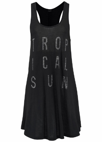 Черное кэжуал платье клеш Lascana с надписью