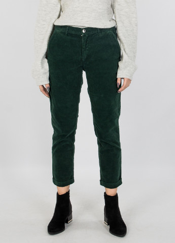 Темно-зеленые кэжуал демисезонные зауженные, укороченные брюки Gas