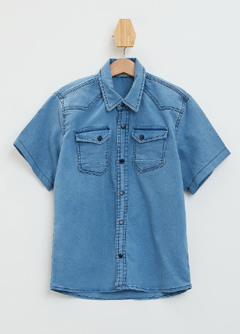 Сорочка DeFacto з коротким рукавом блакитна джинсова