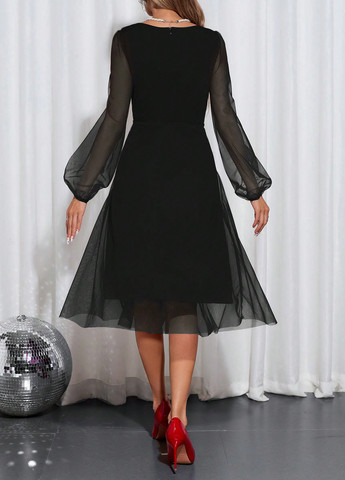 Чорна вечірня сукня в стилі армпір SHEIN однотонна