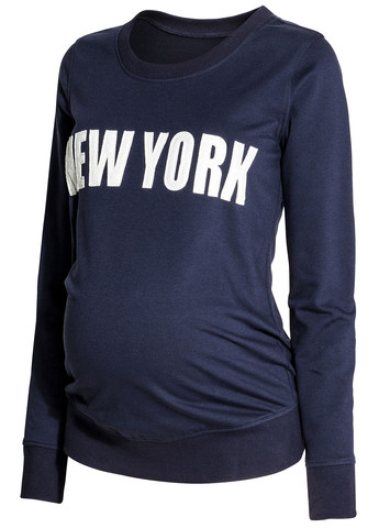 Світшот для вагітних H&M - Приталений крій напис індиго кежуал бавовна, трикотаж - (267727911)