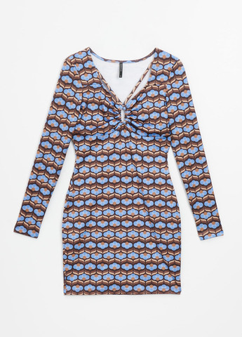 Комбинированное кэжуал платье силуэтная House с геометрическим узором