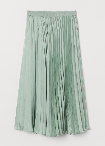 Мятная кэжуал однотонная юбка H&M плиссе