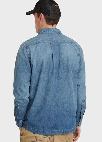 Темно-голубой джинсовая, кэжуал рубашка однотонная G-Star Raw
