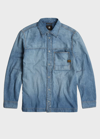 Темно-голубой джинсовая, кэжуал рубашка однотонная G-Star Raw