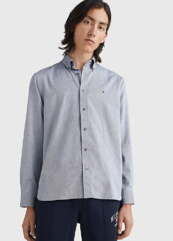 Синяя кэжуал рубашка с геометрическим узором Tommy Hilfiger