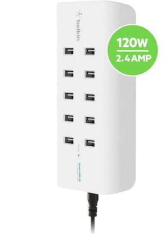 Зарядний пристрій RockStar 10 PORT USB-A CHARGER 2.4 Amp, 120W (B2B139vf) Belkin (216637589)
