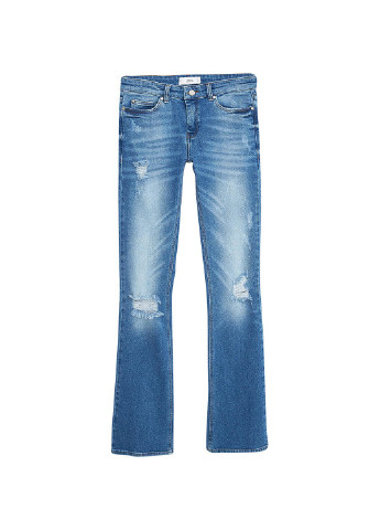 Голубые демисезонные прямые джинсы Mango