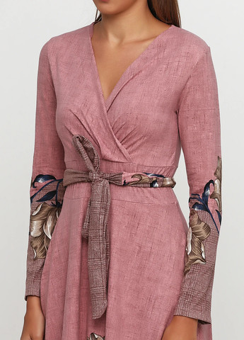 Рожева кежуал сукня на запах No Brand з квітковим принтом