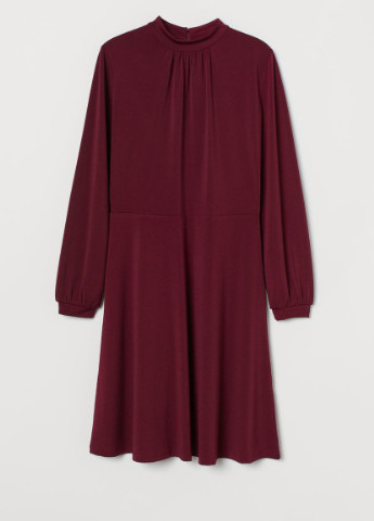 Бордовое деловое трикотажное платье H&M однотонное