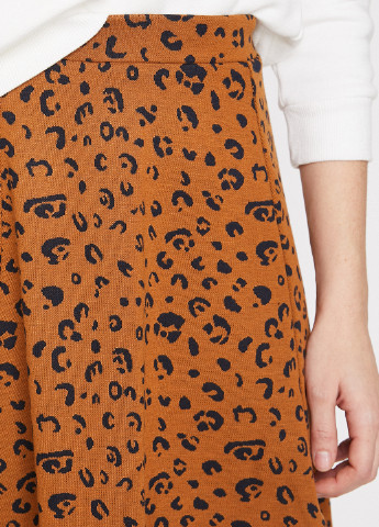 Горчичная кэжуал леопардовая юбка KOTON а-силуэта (трапеция)