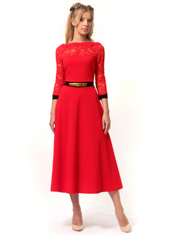 Красное кэжуал платье клеш Lila Kass