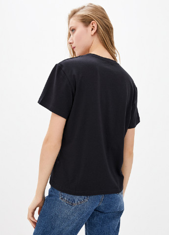 Чорна літня жіноча футболка принт German Volf