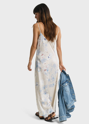 Бежева кежуал сукня сукня-комбінація, а-силует, з відкритою спиною Gant з квітковим принтом