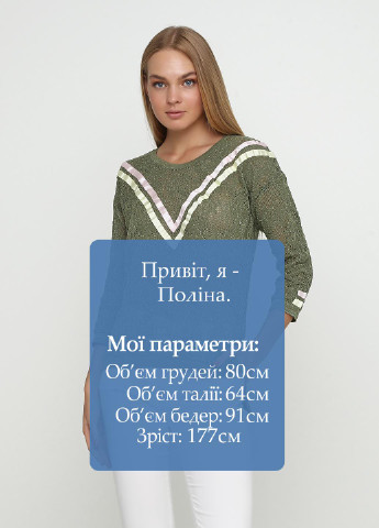 Зеленый демисезонный джемпер пуловер Sassofono