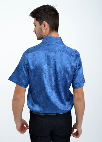 Синяя кэжуал рубашка с рисунком Ager с коротким рукавом