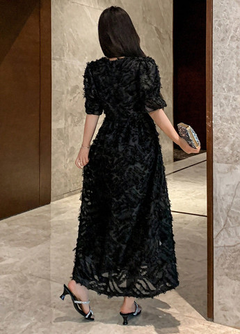 Чорна вечірня сукня кльош SHEIN однотонна