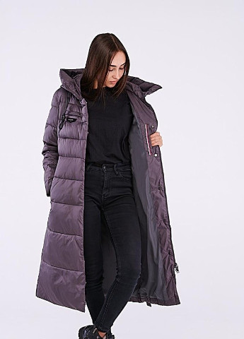 Фіолетове зимнє Жіноче зимове довге пальто CW пурпурний 63512 Clasna