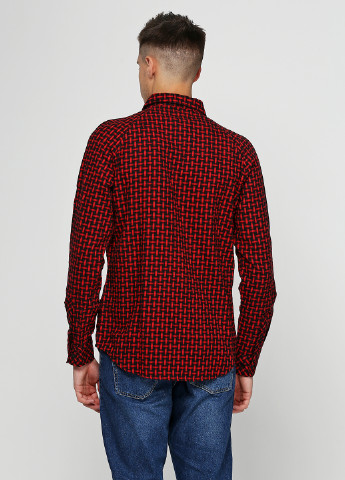 Красная кэжуал рубашка с геометрическим узором Humor с длинным рукавом