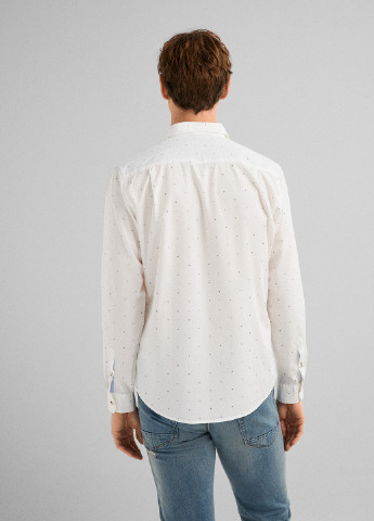 Белая кэжуал рубашка в горошек Springfield с длинным рукавом