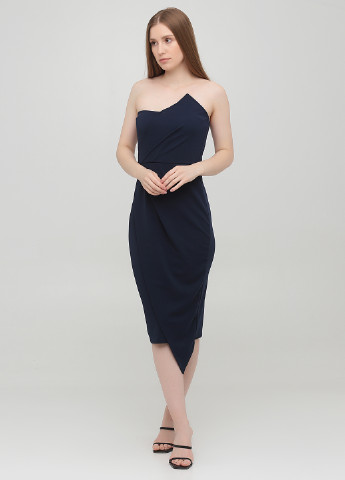 Темно-синя коктейльна сукня з відкритими плечима, футляр Missguided однотонна
