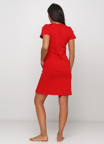 Красное домашнее платье платье-футболка WJLD VE однотонное