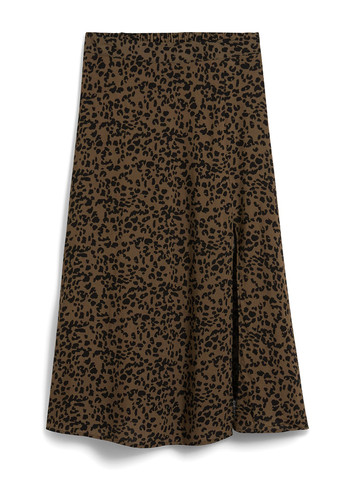 Оливковая (хаки) кэжуал леопардовая юбка C&A а-силуэта (трапеция)