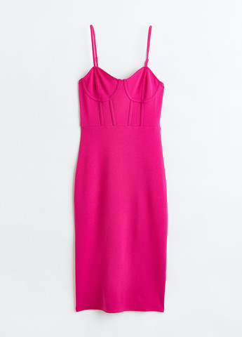 Розовое кэжуал платье с корсетом H&M однотонное