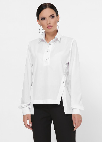 Белая кэжуал рубашка однотонная Fashion Up