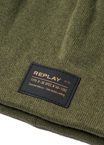 Оливковый (хаки) демисезонный комплект (шапка, шарф) Replay
