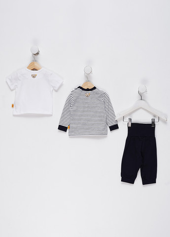 Белый демисезонный костюм (лонгсоив (2 шт.), брюки) Steiff