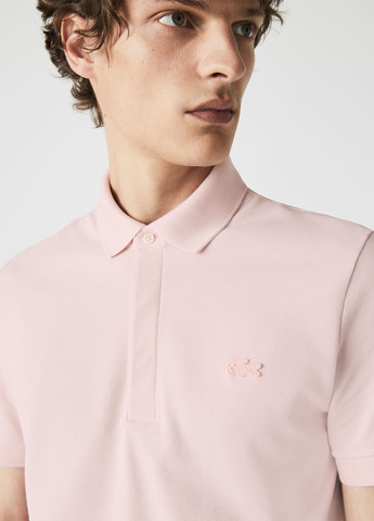 Светло-розовая футболка-поло для мужчин Lacoste однотонная