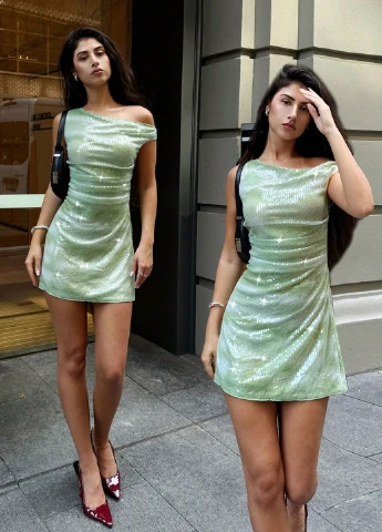 Светло-зеленое коктейльное, вечернее платье силуэтная SHEIN однотонное