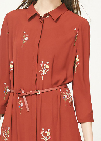 Терракотовое кэжуал платье рубашка Vero Moda с цветочным принтом