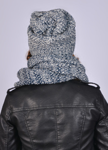 Сірий зимній комплект (шапка, шарф) Premium