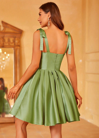 Лайм коктейльна, святковий сукня з спідницею-сонце SHEIN однотонна