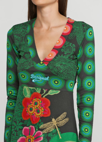 Зеленое кэжуал платье Desigual с рисунком