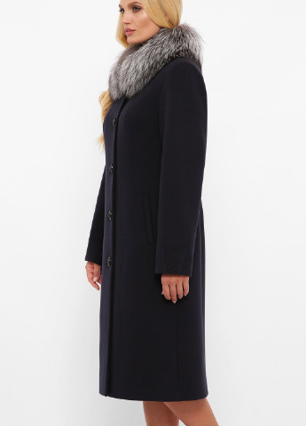 Чорне зимнє Пальто з кашеміру з хутром чорнобурки Шикарные меха