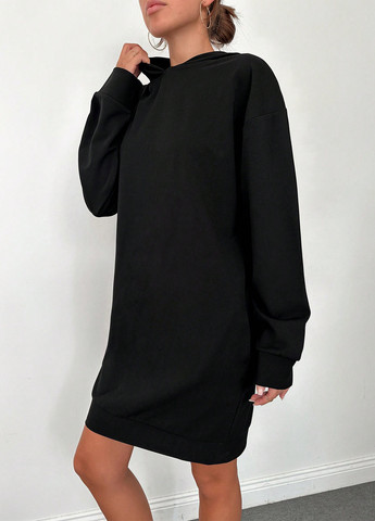 Черное кэжуал платье платье-худи SHEIN однотонное