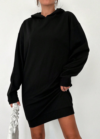 Черное кэжуал платье платье-худи SHEIN однотонное