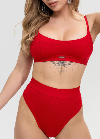 Красный демисезонный хлопковый комплект белья бралет и стринги TOTALFIT
