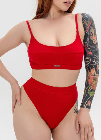 Красный демисезонный хлопковый комплект белья бралет и стринги TOTALFIT