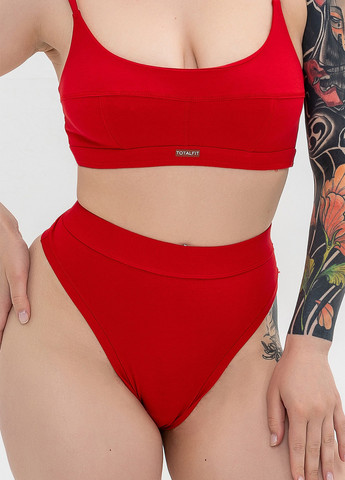 Красный демисезонный хлопковый комплект белья бралет и стринги TOTALFIT