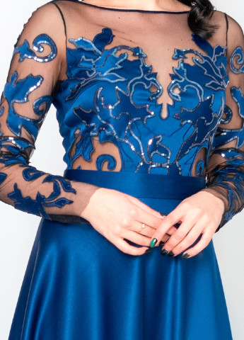 Темно-синя вечірня сукня Seam фактурна