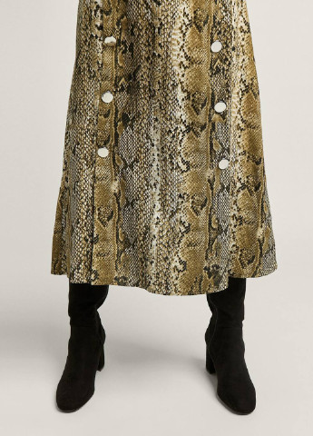 Оливковая (хаки) кэжуал с анималистичным узором юбка Stradivarius клешированная