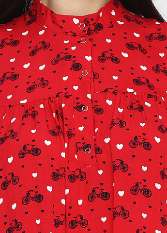 Красное кэжуал платье клеш ANVI с рисунком