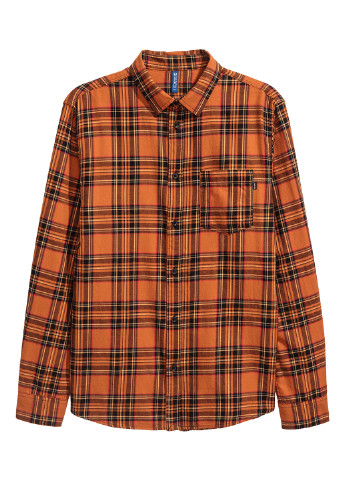 Оранжевая кэжуал рубашка в клетку H&M с длинным рукавом