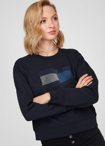Темно-синій світшот Tommy Hilfiger однотонний вишивка (251457470)